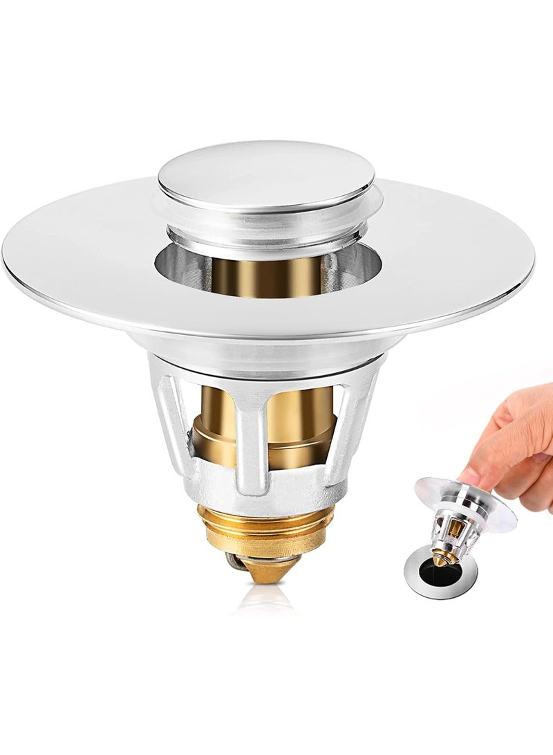 Universal bathroom sink plug, drain cover, premium basin pop-up sink drain filter, leak proof and clogged, with hair catcher - Image 1